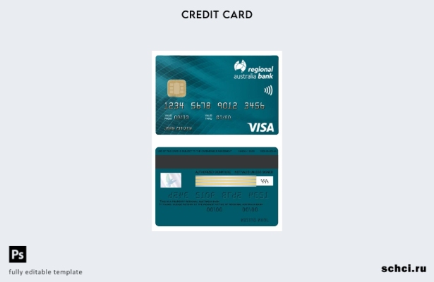 цифровая загрузка шаблона карты Visa регионального банка Австралии